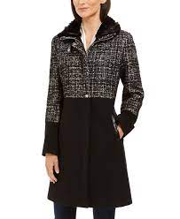 Via Spiga Tweed Faux Fur Collar Coat Reviews Coats Jackets Women Macy S