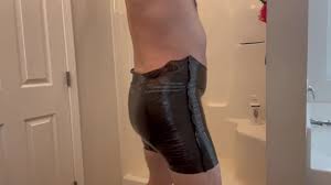 Plastic Bag Man trying on Sexy Black Tight Pants - Pornhub Gay