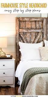 I Just Love This Farmhouse Style Diy Barn Door Headboard It Is So Easy That Even The Beginning Woodworker Headboard Plan Barndoor Headboard Headboard Styles