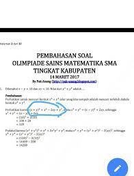 Soal dan pembahasan olimpiade matematika tingkat sma. Tolong Dong Ini Soal Osn Sma Matematika Udah Ada Pembahasan Nya Tapi Aku Rasa Bagian Awal Nya Brainly Co Id