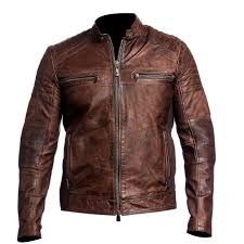 Mens Biker Kevlar Reinforced Vintage Motorcycle Distressed Brown Cafe Racer Leather Distressed Leather Jacket Cafe Racer Leather Jacket Leather Jackets Online