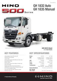 Hino has been marketing trucks in canada since the 1970s.9 hino motors canada ltd., is the exclusive distributor of hino products in canada, and is part of the toyota group of companies, with head office and parts distribution centre in hino 300 innovator light duty trucks for small business. Gh 1832 Auto Gh 1835 Manual Manualzz