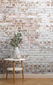 Painted White Brick Wall Mural Industrial Style Muralswallpaper Brick Wallpaper Mural Painted Brick Walls Brick Wallpaper