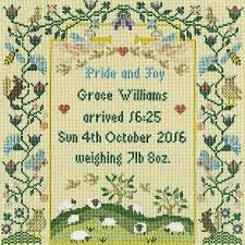 Hunter baby birth announcement cross stitch patterns. Birth Samplers The Happy Cross Stitcher