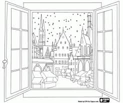 Ausmalbilder Geoffnetes Fenster Auf Weihnachtsmarkt Zum Ausdrucken