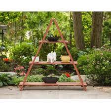 Leisure Season 48 In Medium Brown Outdoor Rectangular Wood Plant Stand Lowes Com Ladder Plant Stand Wood Plant Stand Plant Stand