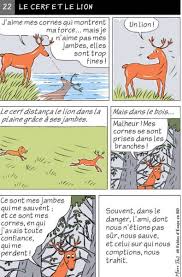 Fable D Esope En Bd Le Cerf Et Le Lion Fables Teaching French Comics