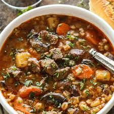Beef Barley Stew Easy Slow Cooker Recipe With Tender Beef Veggies Recipe Slow Cooker Beef Beef Barley Beef Barley Stew