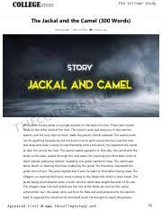 One day, the camel with the jackal on his back, waded through the cold water. 30 The Jackal And The Camel 300 Words The College Study Pdf The College Study The Jackal And The Camel 300 Words 1 Minute Read Ud Y Ne T Editorial Course Hero