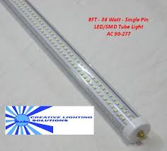 Led T8 Fluorescent Light Tube 3500 Lumens 8 Foot Day White 36 Watt 580 Led 90v 277v Single Pin End Clear Lens Commercial Grade High Quality