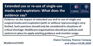 On the subject of : Extended Use Or Re Use Of Single Use Surgical Masks And Filtering Facepiece Respirators A Rapid Evidence Review The Centre For Evidence Based Medicine