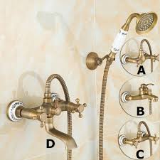 Cheap basin faucets, buy quality home improvement directly from china suppliers:brushed gold brass bathroom washbasin faucet single handle cold and hot mixer tap bathroom sink rotation tap enjoy free shipping worldwide! Luxury Antique Brushed Brass Bath Faucets Wall Mounted Bathroom Basin Mixer Tap Crane With Hand Shower Head Bath Shower Faucet Antique Brushed Brass Bath Faucets Wall Mounted Bathroom Basin Mixer Tap Crane