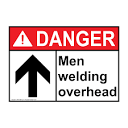 Danger Sign - Men Welding Overhead Sign - ANSI