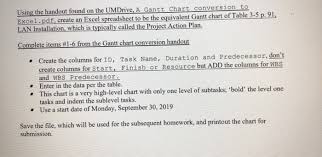Using The Handout Found On The Umdrive A Gantt Ch