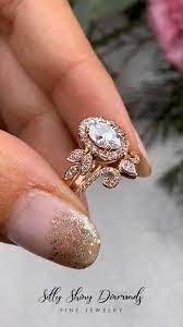 Unique Victorian Moissanite Engagement Ring 1 5 Ct Oval Moissanite Diamond Halo Vine Floral Wedding Rings Vintage Engagement Rings Wedding Rings