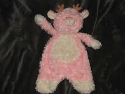 Baby Ganz Flat A Pat Stuffed Plush Pink Reindeer Moose Security Blanket Lovey
