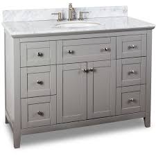 Jeffrey Alexander Van102 48 T Grey 48 Inch Single Free Standing Vanity Set With Hardwood Cabinet Marble Top And Oval Undermount Sink From The Chatham Shaker C Bathroom Vanity Makeover Grey Bathroom Storage