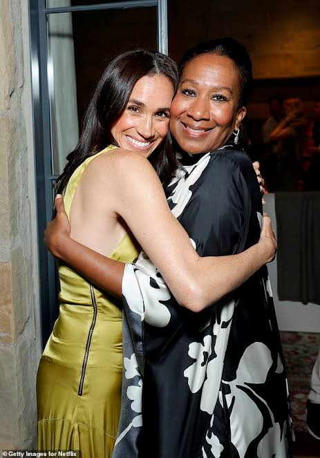 Meghan holds hands with Netflix boss Ted Sarandos' wife as the Sussexes mingle at star-studded party in Montecito | Daily Mail Online