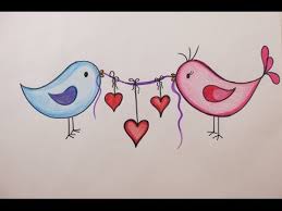 Valentine 39 S Day Diy Drawing Love Birds On Valentine 39 S Day Youtube Valentine Drawing Valentines Day Drawing Bird Painting Diy