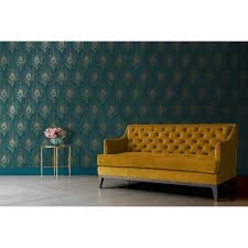 Nova blue and gold geometric wallpaper. A S Creation Luxury Peacock Bird Feather Wallpaper Gold Dark Teal Blue 36971 2