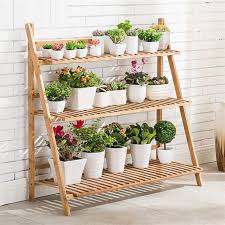 Details About 3 Tier Folding Bamboo Stand Flower Flower Pot Display Shelf Ladder Garden Outdoor Plant Stands Outdoor Wooden Plant Stands House Plants Decor