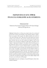 Maybe you would like to learn more about one of these? Pdf Dakwah Sebagai Ujung Tombak Penanganan Radikalisme Agama Di Indonesia