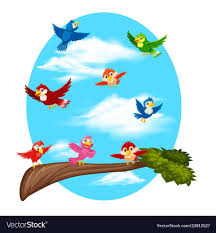 Birds Flying In The Sky Cartoon Birds Flying On Sky Vector Image On Vectorstock Cartoon Clip Art Birds Flying Little Bird
