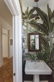 Sdco Studio Space Tropical Home Decor Palm Wallpaper Tropical Bathroom