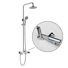 Low price copper alloy bathroom and shower panel. Copper Bathroom Shower Set Wall In Mounted Mixer Rainfall Shower Head System With Handheld And Tap Faucet Adjustable Height Chrome Buy Online In Bahamas At Bahamas Desertcart Com Productid 58218176