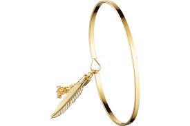 La dimension de la plume est 28 mm. Bracelet Jonc Plume Brigitte Bardot Acier Dore O60mm Clio Blue Bijoux