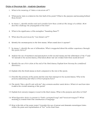 'dulce et decorum est pro patria mori.' this means: Dulce Et Decorum Est Analysis Questions