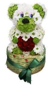 A quality teddy bear made of cotton. Teddy Bear Made Of Flowers Ukrflower Flower Delivery Kiev Ukraine