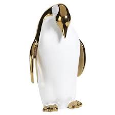 Incorporate some penguin flair into your coastal home decor. Pennie Modern Classic Metallic Gold Mommy Penguin Decorative Figurine In 2020 Penguin Room Decor Ceramic Decor Penguin Decor