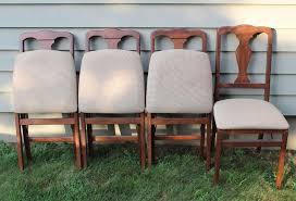 4 Stakmore Queen Anne Upholstered Wood Folding Chairs Stakmore Queenannestyle Chairs Foldingchairs Furniture Dand Wood Folding Chair Folding Chair Chair