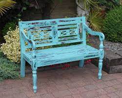 Shabby Chic Vintage Garden Bench Aged Blue Vintage Blue Distressed Shabby Chic Chairs Shabby Chic Dining Shabby Chic Interiors