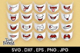 Silhouette studio basic designer edition. 20 Funny Mouths Cut Files For Face Mask Graphic By Toon Forest Creative Fabrica
