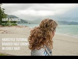 The crown braid uses the dutch braiding technique, but you simply pull the hair in on top only from the front. 2 Min Hairstyle Half Crown Braid Harstyle Tutorial In Curly Hair Youtube