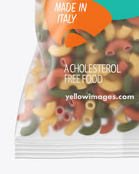 Matte Plastic Bag With Tricolor Chifferini Pasta Mockup In Bag Sack Mockups On Yellow Images Object Mockups
