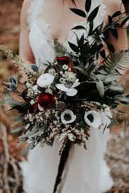 White, blue and green bridal bouquet. Gallery Green Black And Burgundy Wedding Bouquet Deer Pearl Flowers