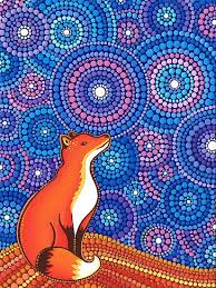 Star Gazing Fox By Elspeth Mclean Dot Painting Art Dot Art Painting