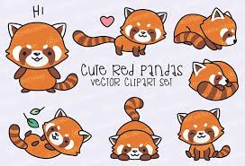 Premium Vector Clipart Kawaii Red Pandas Cute Red Panda Clipart Set High Quality Vectors Instant Download Kawaii Clipart Panda Rouge Kawaii Panda Dessin