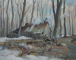 Tableau De L Artiste Peintre Quebecois Martin Gagnon 1931 2003 Cabane A Sucre Huile Sur Toile 16 X20 Signe Et E In 2020 Farm Paintings Barn Painting Winter Art