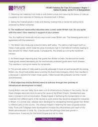 NCERT Solution For Class 11 Economics Chapter 1 Indian Economy on the Eve  of Independence Download Free PDF
