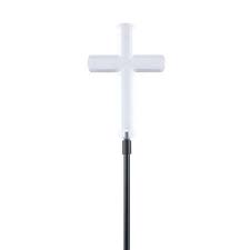 It is powered by the sunlight during the day and stays bright at night. Moonrays 17 In Solar Integrated Led Clear Cross Pathway Stake Light 93243 The Home Depot
