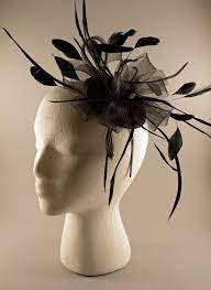 Black Feather And Crinoline Fascinator Headband Etsy Fascinator Headband Fascinator Black Feathers
