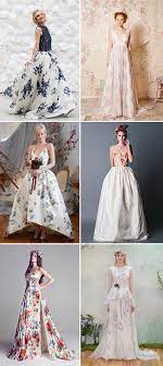 21 Beautiful Floral Wedding Dresses To Inspire Floral Print Wedding Dress Floral Wedding Dress Floral Wedding Gown