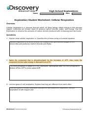 Which of the four phases of cellular respiration result in the production of atp? Cellular Respiration Student Worksheet 1 1 Pdf High School Explorations Name Date Exploration Student Worksheet Cellular Respiration Overview Course Hero
