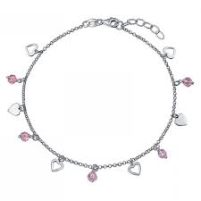 Bling Jewelry Sterling Silver Open Heart Ankle Bracelet