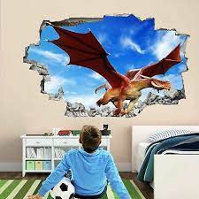 See more ideas about dragon, dragon nursery, kids room. Red Dragon Fantasy 3d Wall Art Sticker Mural Decal Poster Kids Room Decor Gm1 Ebay