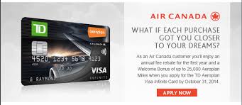And that the 20,000 aeroplan points upon approval of your td aeroplan visa platinum card are redeemed for a flight reward ($400), based on over 70% of current aeroplan cardholders receive a value. Td Aeroplan Visa Infinite First Year Free Promotion
